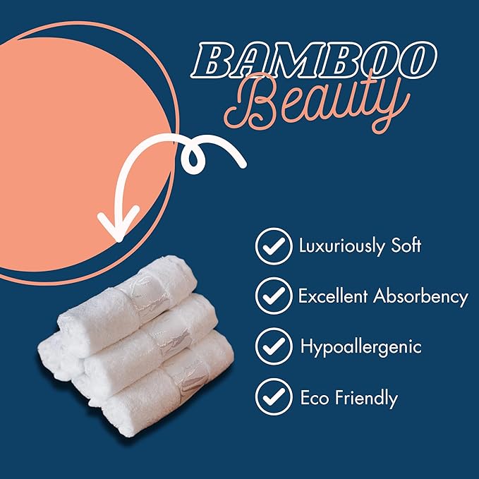 Set of 6 Luxury Bamboo White Wash Cloths