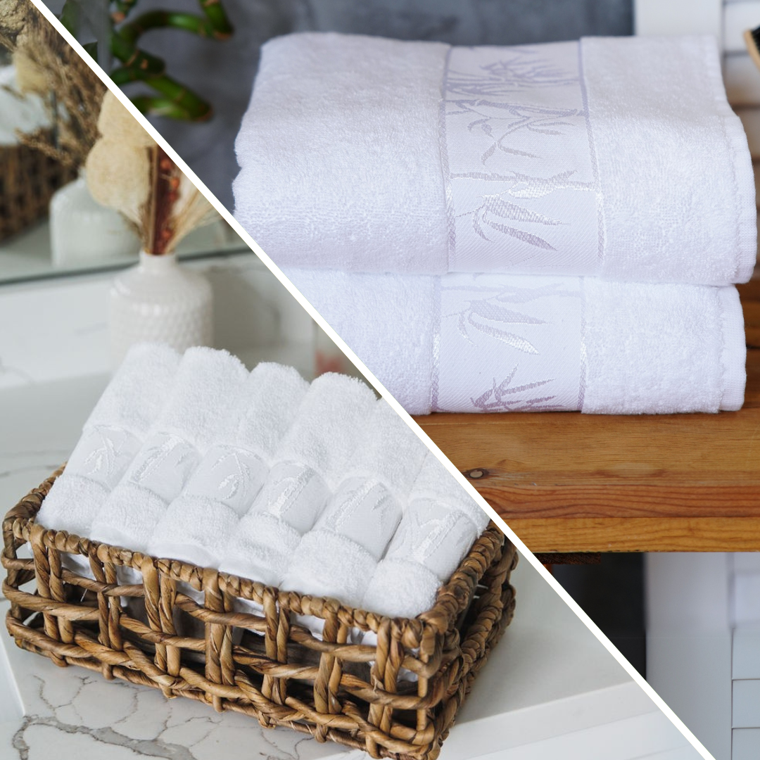 Set of 2 Bath Towels & Set of 6 Washcloths Bundle