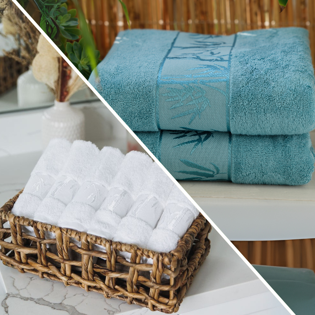 Set of 2 Bath Towels & Set of 6 Washcloths Bundle