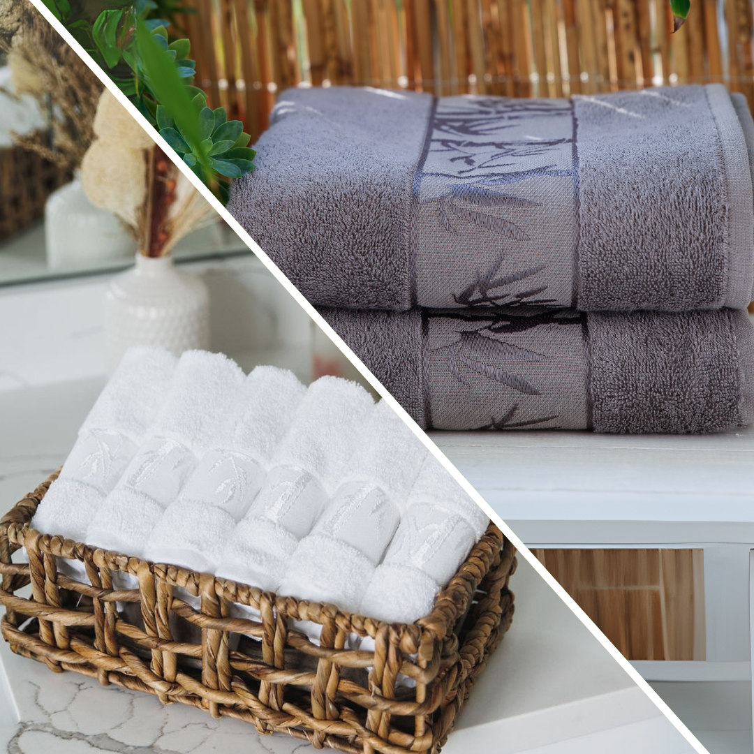 Set of 2 Bath Towels & Set of 6 Washcloths Bundle