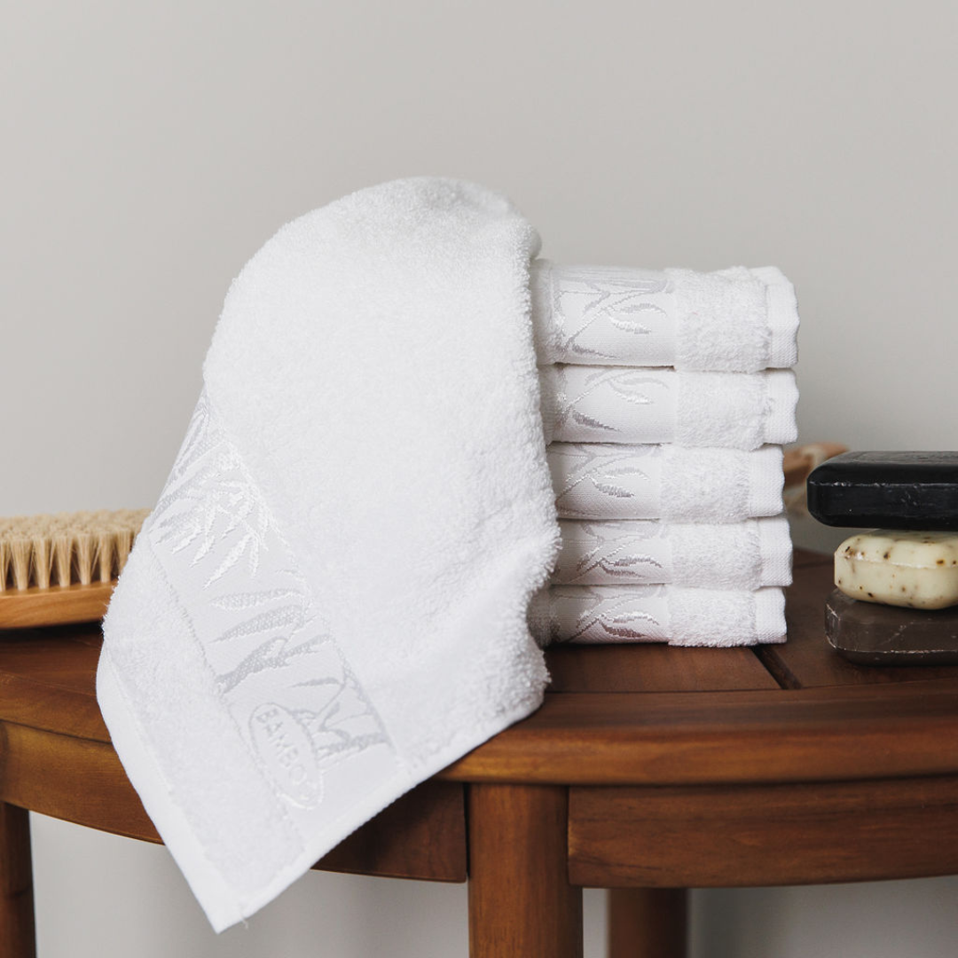 Set of 6 Luxury Bamboo White Wash Cloths