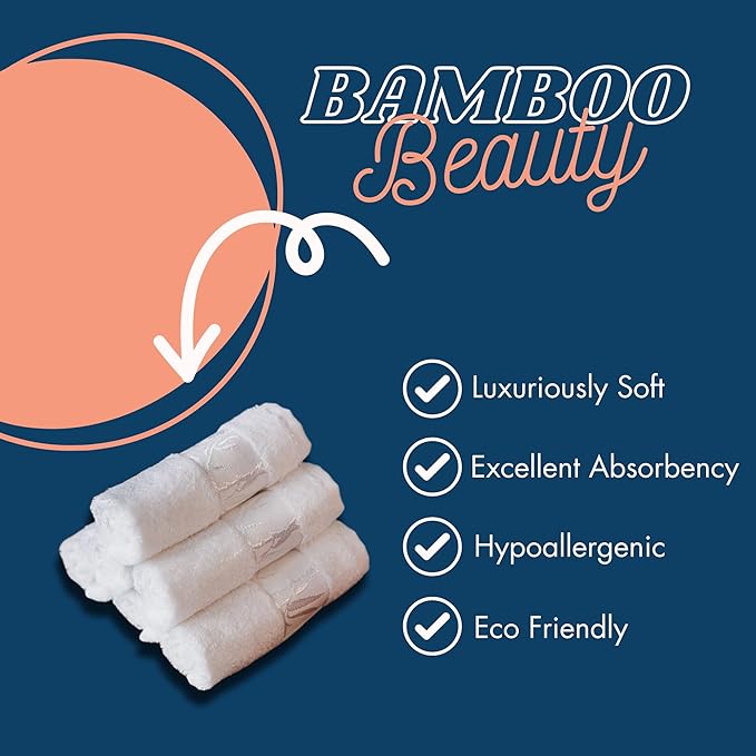 Set of 6 Luxury Bamboo White Wash Cloths