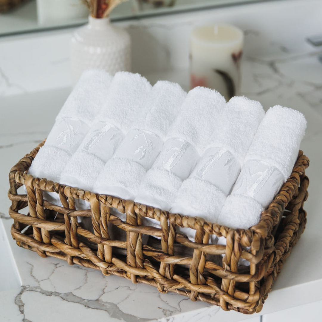 Set of 6 Luxury Bamboo White Wash Cloths